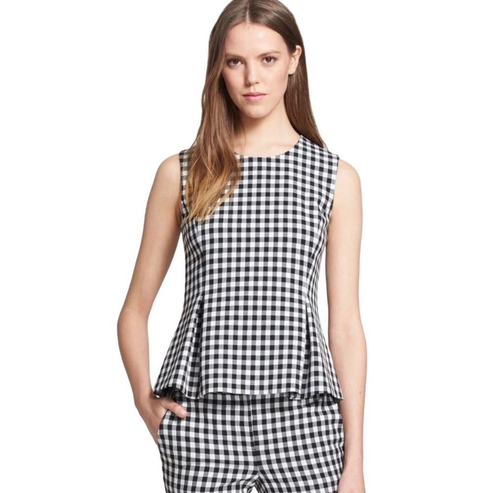 Diane Von Furtstenberv Mallorie Black/White Gingham Peplum Size US 8